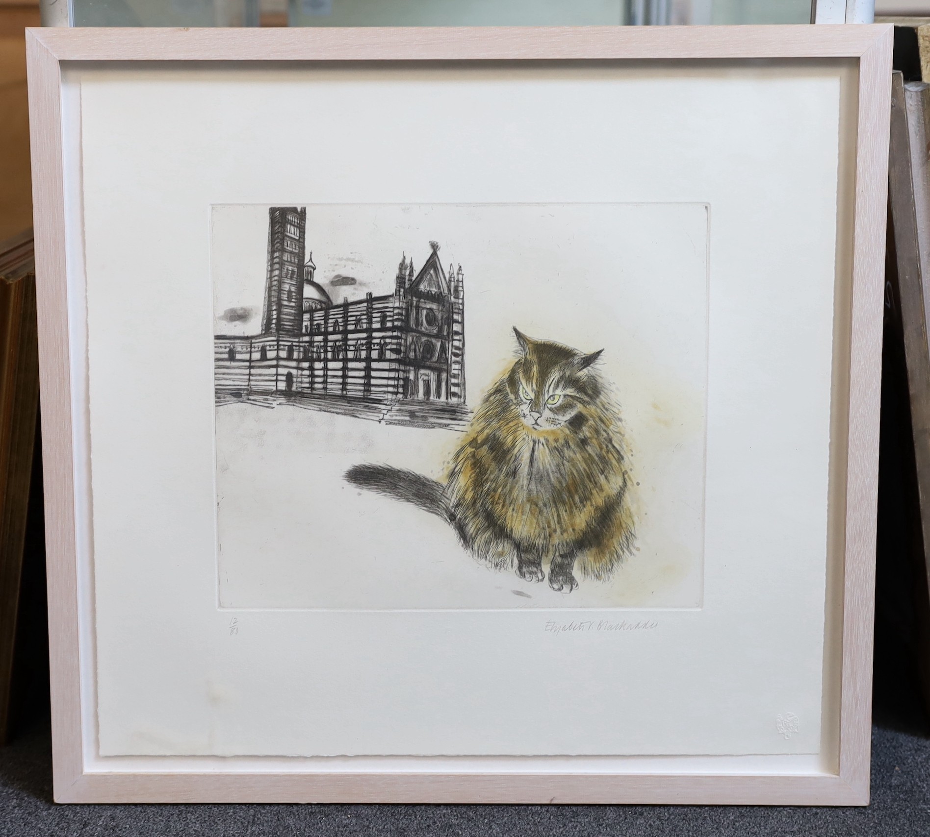 Dame Elizabeth Blackadder, OBE RA RSA RSW RGI DLitt (b.1931), Sienese Cat, from Cats Portfolio, etching and aquatint in colours, 2003, on wove paper, 30 x 36cm, sheet overall 49 x 53cm